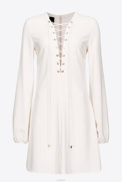 kurze Kleider | Pinko seidenweiß Minikleid mit SchnürungZ4ZP124