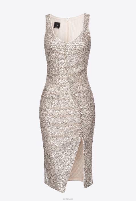 kurze Kleider | Pinko silbermetallic Minikleid mit PaillettenZ4ZP2
