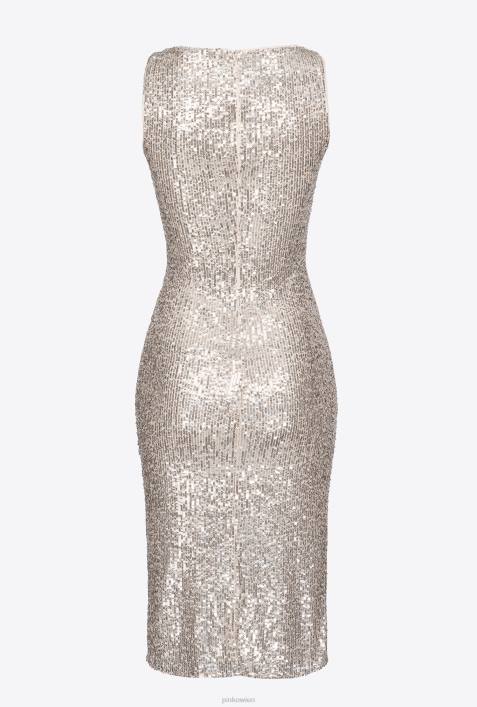 kurze Kleider | Pinko silbermetallic Minikleid mit PaillettenZ4ZP2