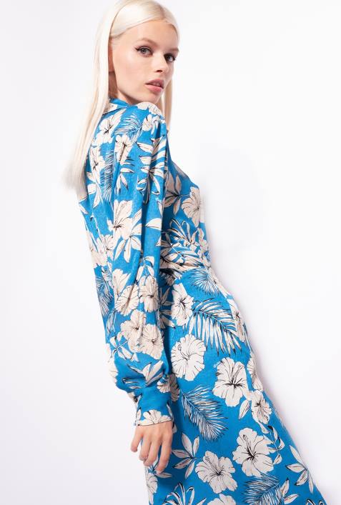 kurze Kleider | Pinko türkis/butter/schwarz Grafisches Minikleid mit BlumenmusterZ4ZP74