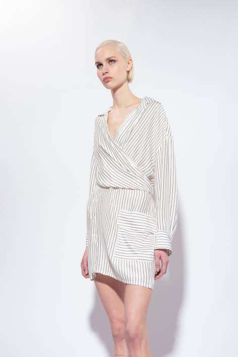 kurze Kleider | Pinko weiß schwarz Gestreiftes Mini-HemdkleidZ4ZP22