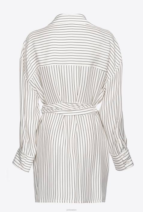 kurze Kleider | Pinko weiß schwarz Gestreiftes Mini-HemdkleidZ4ZP22