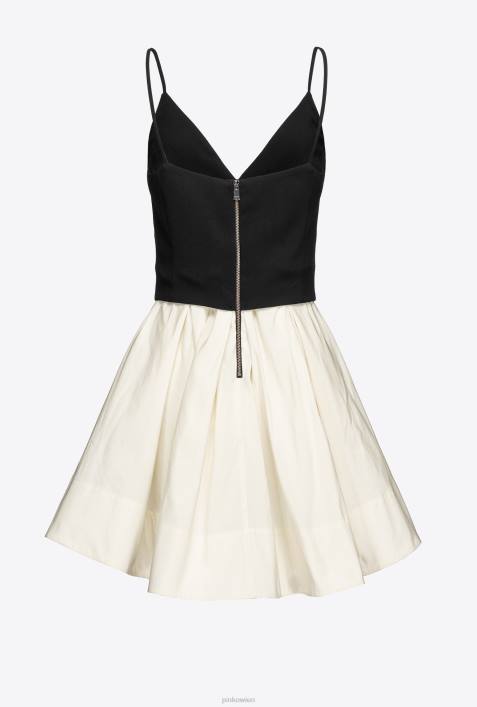 kurze Kleider | Pinko weiß schwarz Minikleid mit SchmucknadelZ4ZP209