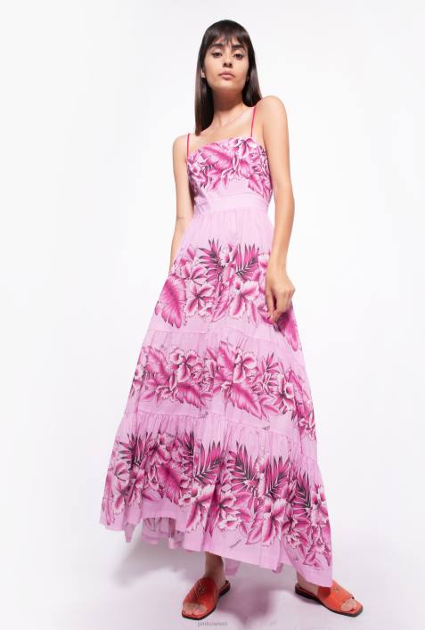 lange Kleider | Pinko Abendregen Kleid aus Musselin mit tropischem PrintZ4ZP44