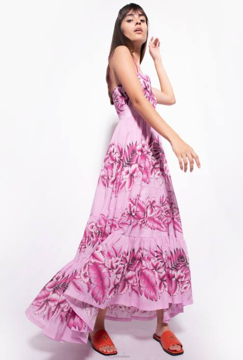 lange Kleider | Pinko Abendregen Kleid aus Musselin mit tropischem PrintZ4ZP44