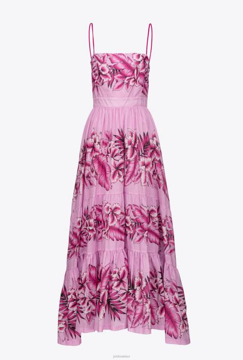 lange Kleider | Pinko Abendregen Kleid aus Musselin mit tropischem PrintZ4ZP44