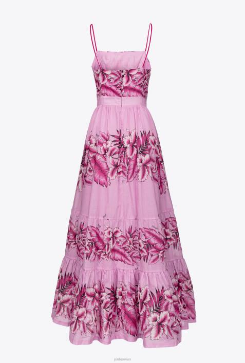 lange Kleider | Pinko Abendregen Kleid aus Musselin mit tropischem PrintZ4ZP44