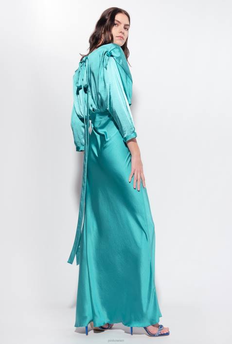 lange Kleider | Pinko Blau Satinkleid mit SchleifeZ4ZP169