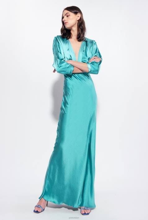 lange Kleider | Pinko Blau Satinkleid mit SchleifeZ4ZP169