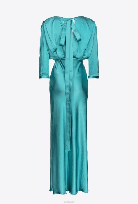 lange Kleider | Pinko Blau Satinkleid mit SchleifeZ4ZP169