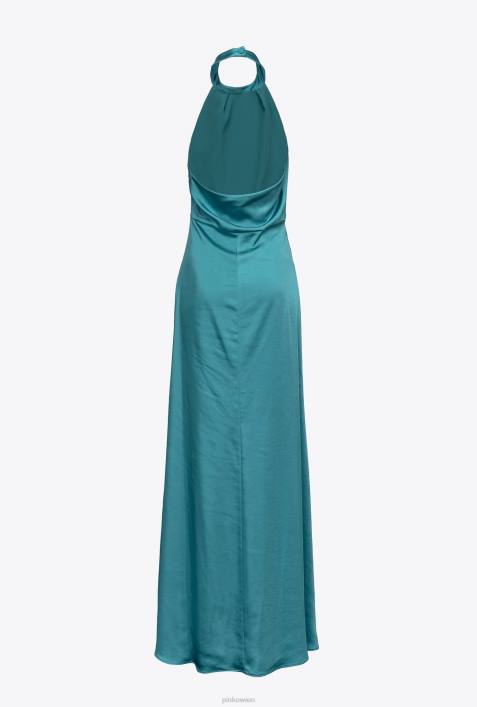 lange Kleider | Pinko Blau Satinkleid mit offenem RückenZ4ZP51