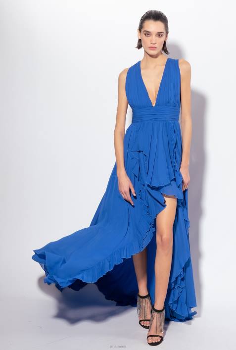 lange Kleider | Pinko Blau langes Kleid mit RüschenZ4ZP185