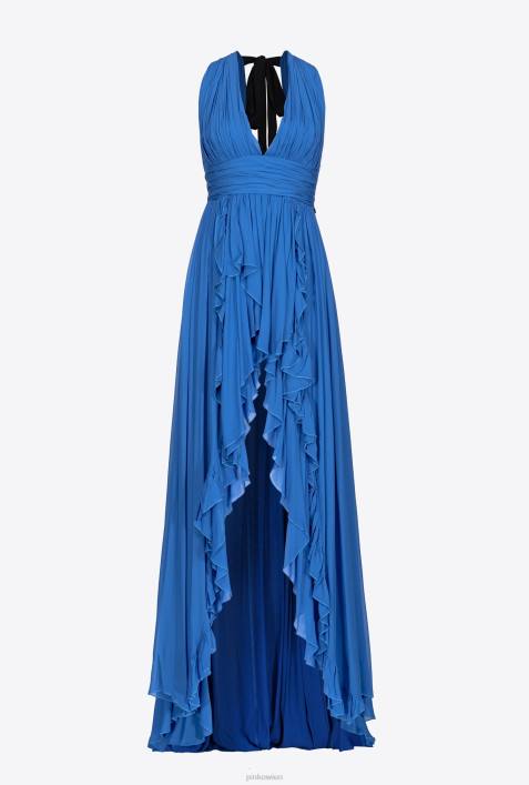 lange Kleider | Pinko Blau langes Kleid mit RüschenZ4ZP185