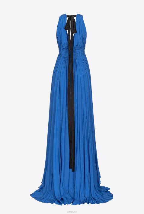 lange Kleider | Pinko Blau langes Kleid mit RüschenZ4ZP185