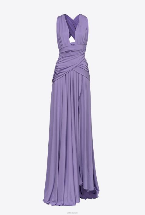 lange Kleider | Pinko Bougainvillea Langes Kleid mit Crossover-Detail und DrapierungZ4ZP27
