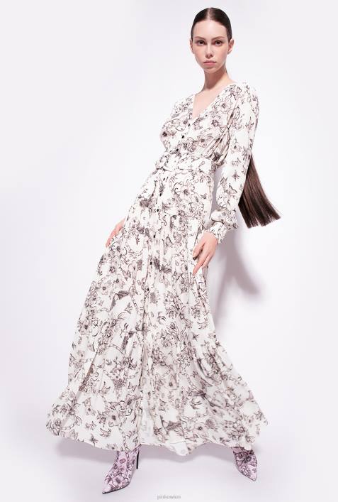 lange Kleider | Pinko Butter/Schwarz Hemdkleid mit Tattoo-PrintZ4ZP114