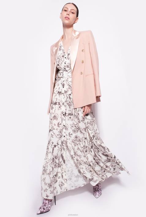 lange Kleider | Pinko Butter/Schwarz Hemdkleid mit Tattoo-PrintZ4ZP114
