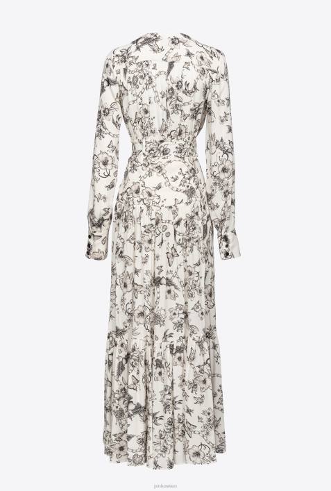 lange Kleider | Pinko Butter/Schwarz Hemdkleid mit Tattoo-PrintZ4ZP114