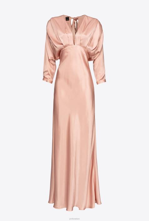 lange Kleider | Pinko Cameo-Rosa Satinkleid mit SchleifeZ4ZP110