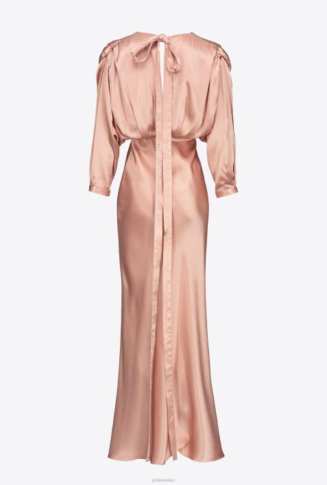 lange Kleider | Pinko Cameo-Rosa Satinkleid mit SchleifeZ4ZP110