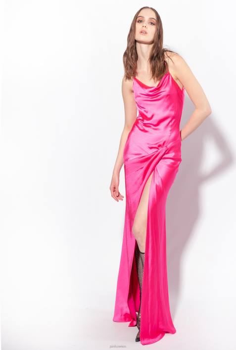 lange Kleider | Pinko Fuchsia-Lila Langes Satinkleid mit RingdetailZ4ZP47