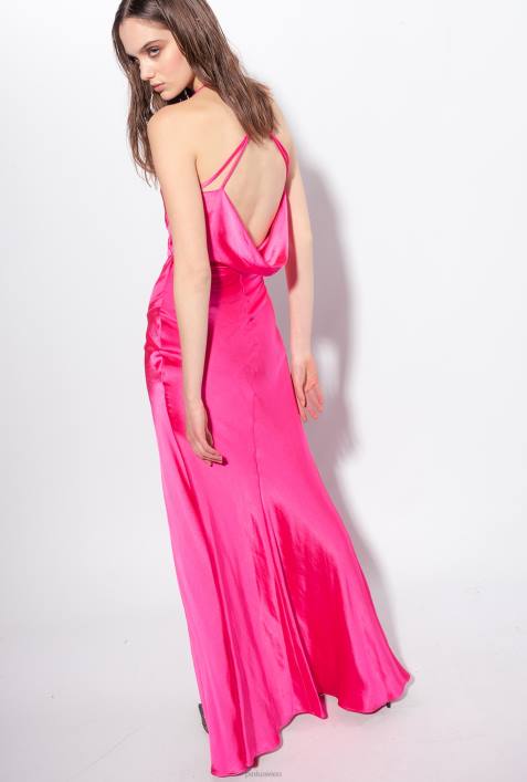 lange Kleider | Pinko Fuchsia-Lila Langes Satinkleid mit RingdetailZ4ZP47