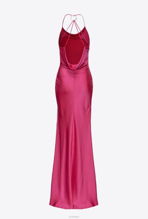 lange Kleider | Pinko Fuchsia-Lila Langes Satinkleid mit RingdetailZ4ZP47