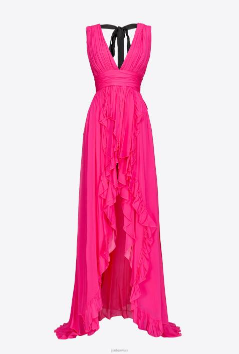 lange Kleider | Pinko Fuchsie langes Kleid mit RüschenZ4ZP221