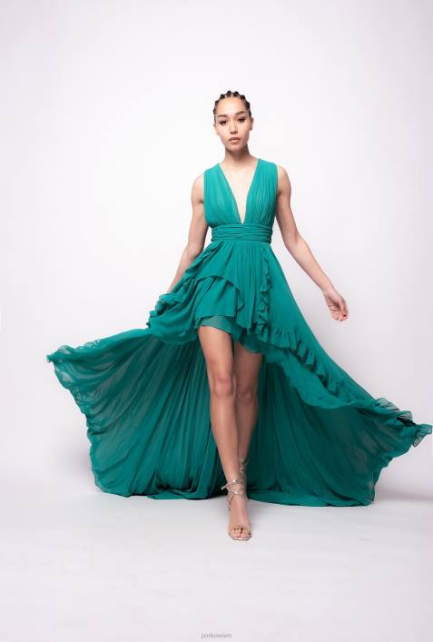 lange Kleider | Pinko Gummikaramell langes Kleid mit RüschenZ4ZP220