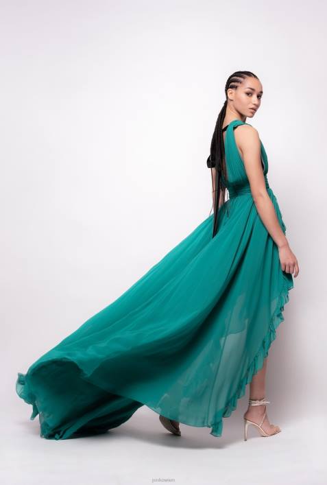 lange Kleider | Pinko Gummikaramell langes Kleid mit RüschenZ4ZP220