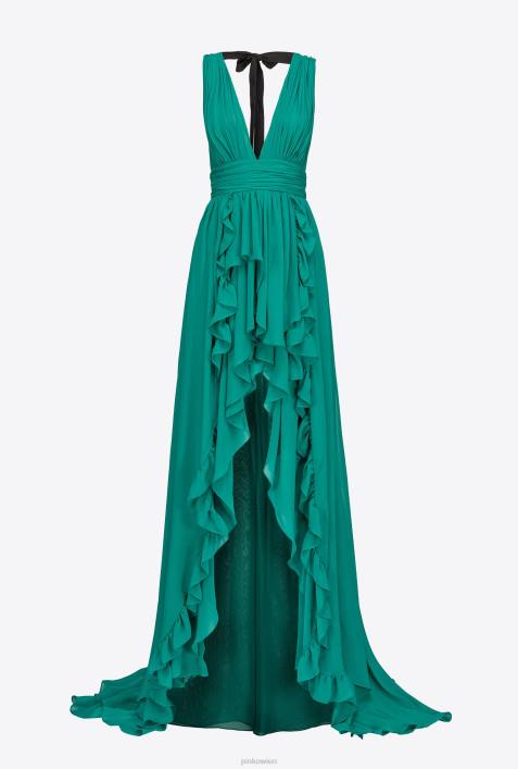 lange Kleider | Pinko Gummikaramell langes Kleid mit RüschenZ4ZP220
