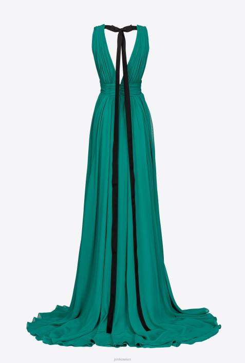 lange Kleider | Pinko Gummikaramell langes Kleid mit RüschenZ4ZP220