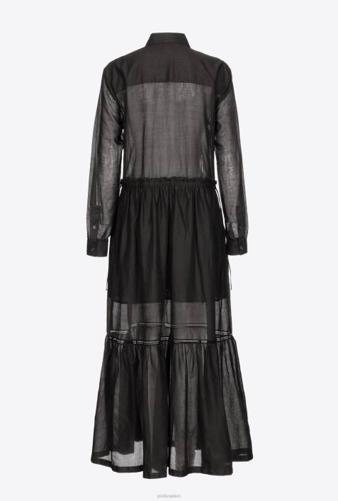 lange Kleider | Pinko Limousine schwarz Langes Hemdblusenkleid aus MusselinZ4ZP98