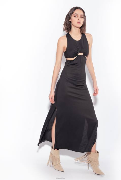 lange Kleider | Pinko Limousine schwarz Langes Kleid mit Cut-out-DetailZ4ZP5