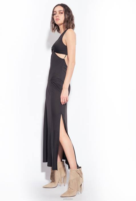 lange Kleider | Pinko Limousine schwarz Langes Kleid mit Cut-out-DetailZ4ZP5