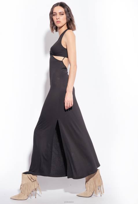 lange Kleider | Pinko Limousine schwarz Langes Kleid mit Cut-out-DetailZ4ZP5