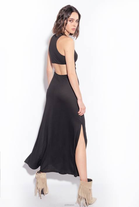 lange Kleider | Pinko Limousine schwarz Langes Kleid mit Cut-out-DetailZ4ZP5