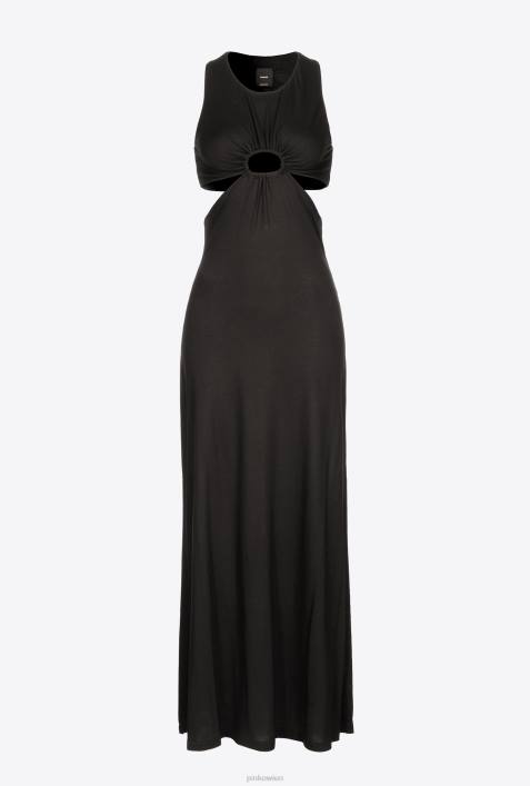 lange Kleider | Pinko Limousine schwarz Langes Kleid mit Cut-out-DetailZ4ZP5