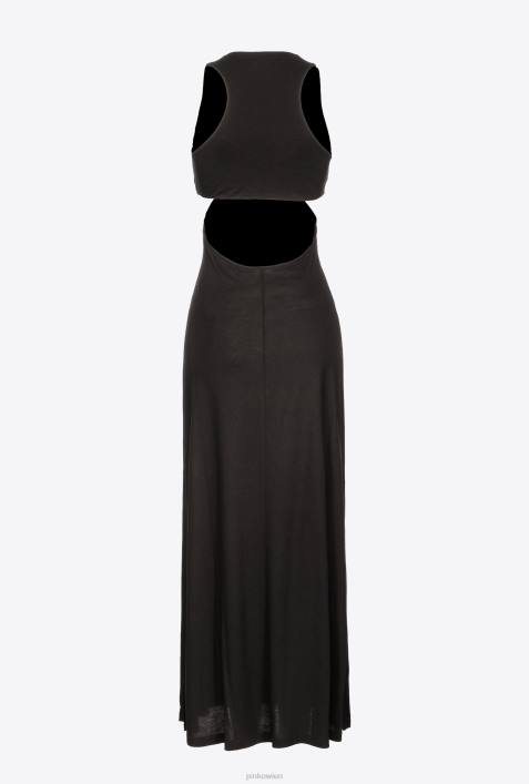 lange Kleider | Pinko Limousine schwarz Langes Kleid mit Cut-out-DetailZ4ZP5