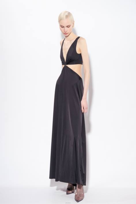 lange Kleider | Pinko Limousine schwarz Langes Kleid mit MetalldetailZ4ZP35