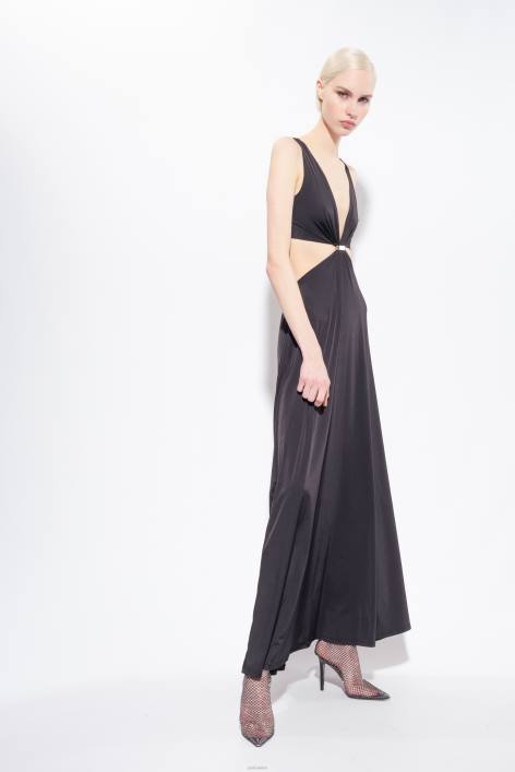 lange Kleider | Pinko Limousine schwarz Langes Kleid mit MetalldetailZ4ZP35