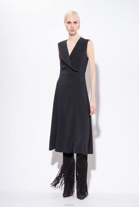 lange Kleider | Pinko Limousine schwarz Midikleid aus Stretch-CrêpeZ4ZP70