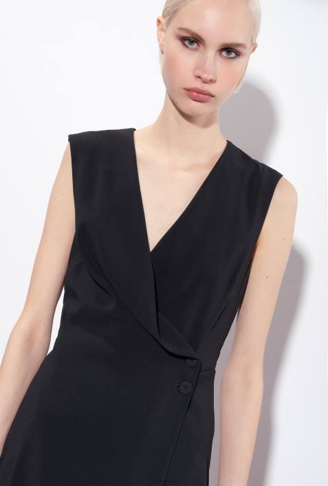 lange Kleider | Pinko Limousine schwarz Midikleid aus Stretch-CrêpeZ4ZP70