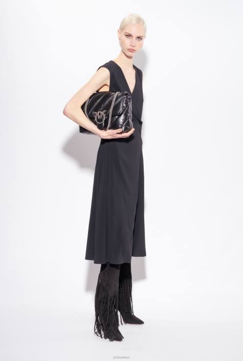 lange Kleider | Pinko Limousine schwarz Midikleid aus Stretch-CrêpeZ4ZP70