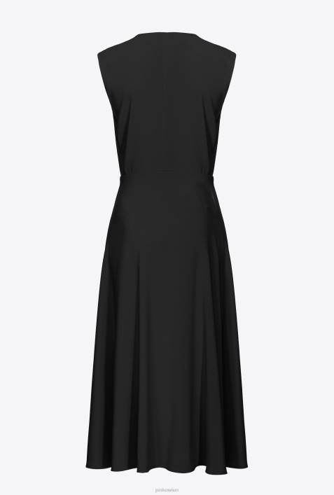 lange Kleider | Pinko Limousine schwarz Midikleid aus Stretch-CrêpeZ4ZP70