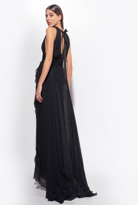 lange Kleider | Pinko Limousine schwarz langes Kleid mit RüschenZ4ZP186