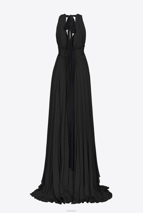 lange Kleider | Pinko Limousine schwarz langes Kleid mit RüschenZ4ZP186