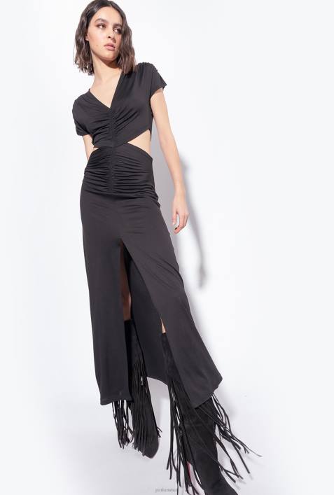 lange Kleider | Pinko Limousine schwarz langes Kleid mit offenen SeitenZ4ZP9