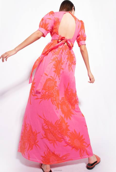 lange Kleider | Pinko Pink Rot Langes Kleid mit großen bedruckten BlumenZ4ZP63