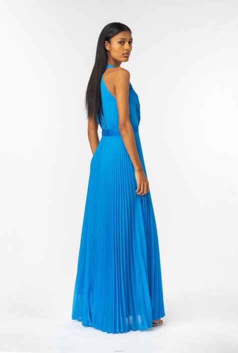 lange Kleider | Pinko Regisseur blau Langes, plissiertes ChiffonkleidZ4ZP148
